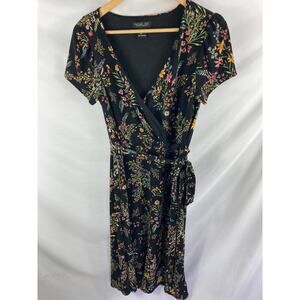 Rachel Zoe Floral Print Tie Waist Midi Dress Size Large